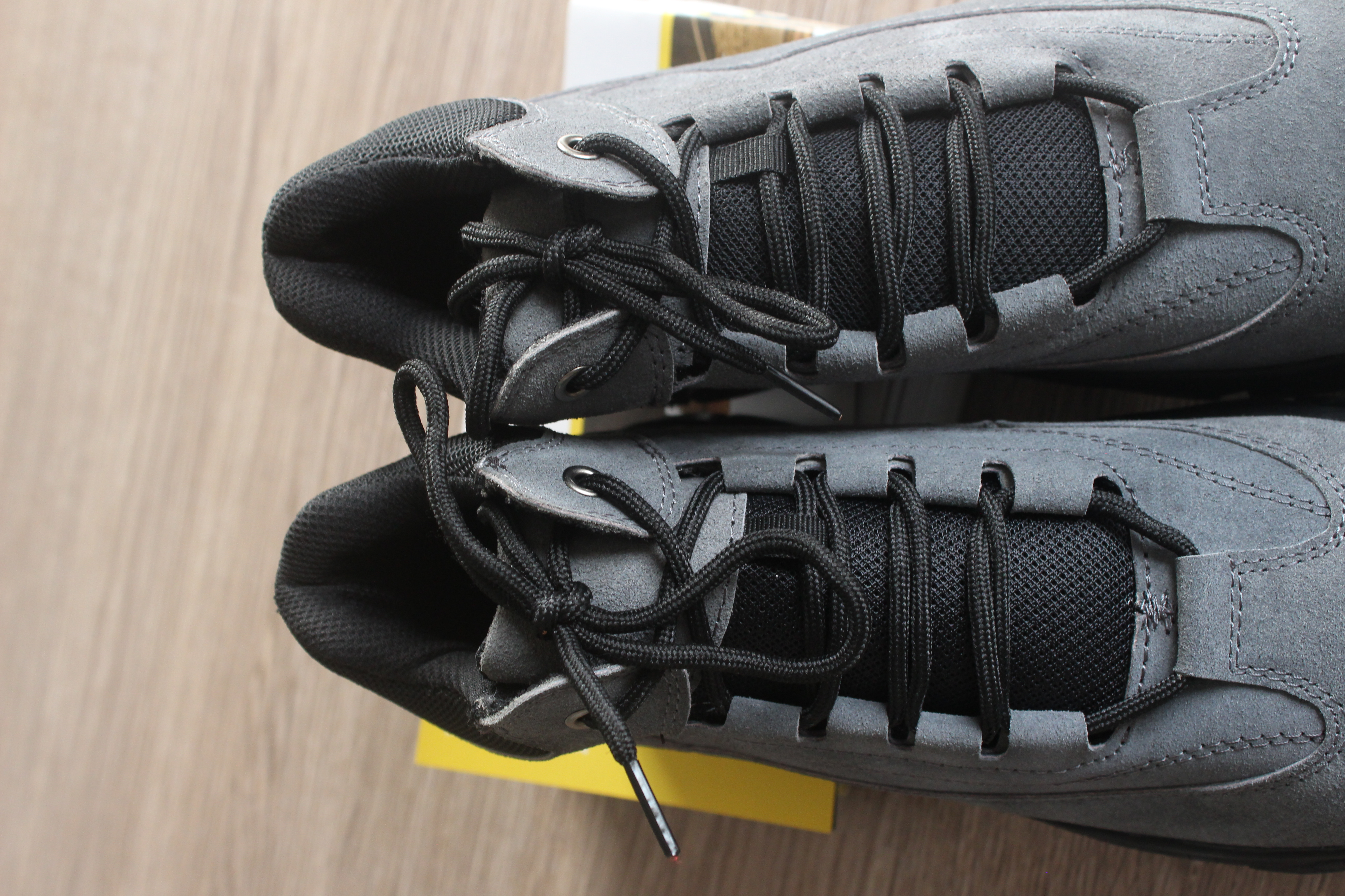 Industrial Construction  Grey Suede Leather Welding Safety Boots Metal Free Rubber Cemented Wear Resistant Mens Work  Boots