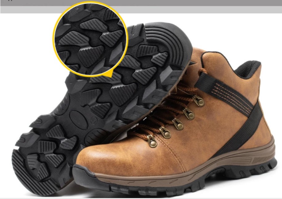 Black and Brown Mid Cut Anti-smash Steel Toe Waterproof Non-slip Insulation Footwear Boots Safety Shoes for Men