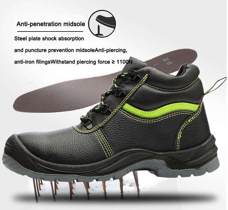 CE S3 Embossed Leather Work Shoes Anti-Slip Safety Boots Waterproof Steel Toe Working Safety Shoes 