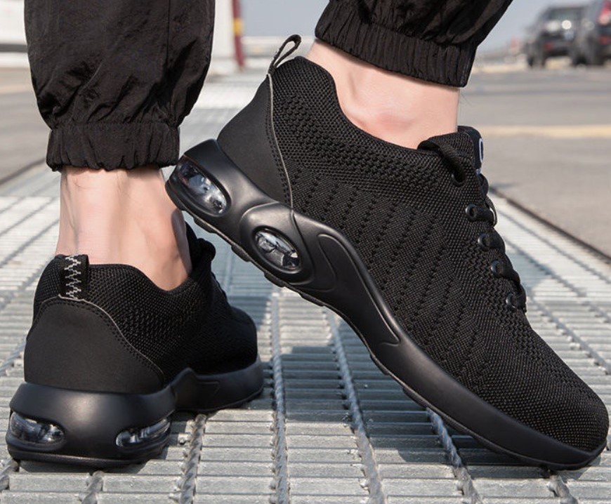 Breathable Safety Shoes with Fly Knitting Steel-toe Impact-resistant Footwear Rubber Sole with air Cushion Durable Work Boots