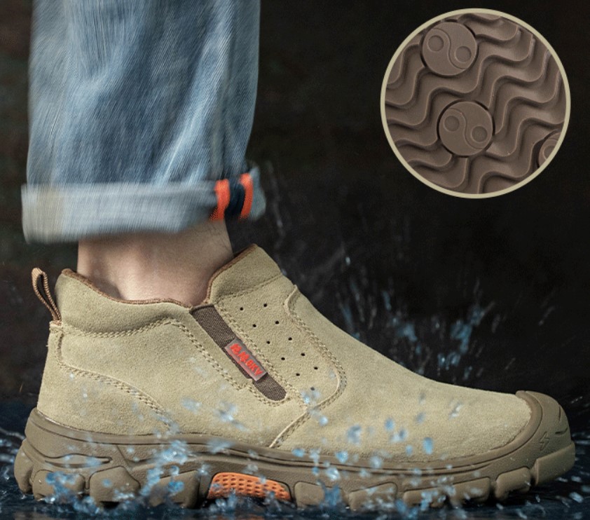 High-quality Suede Leather Mid-cut Safe Boots Glass Fiber Toe Anti-crushing Safety Shoes Durable Insulation Work Shoes for Men