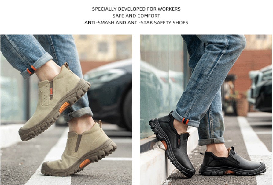 High-quality Suede Leather Mid-cut Safe Boots Glass Fiber Toe Anti-crushing Safety Shoes Durable Insulation Work Shoes for Men