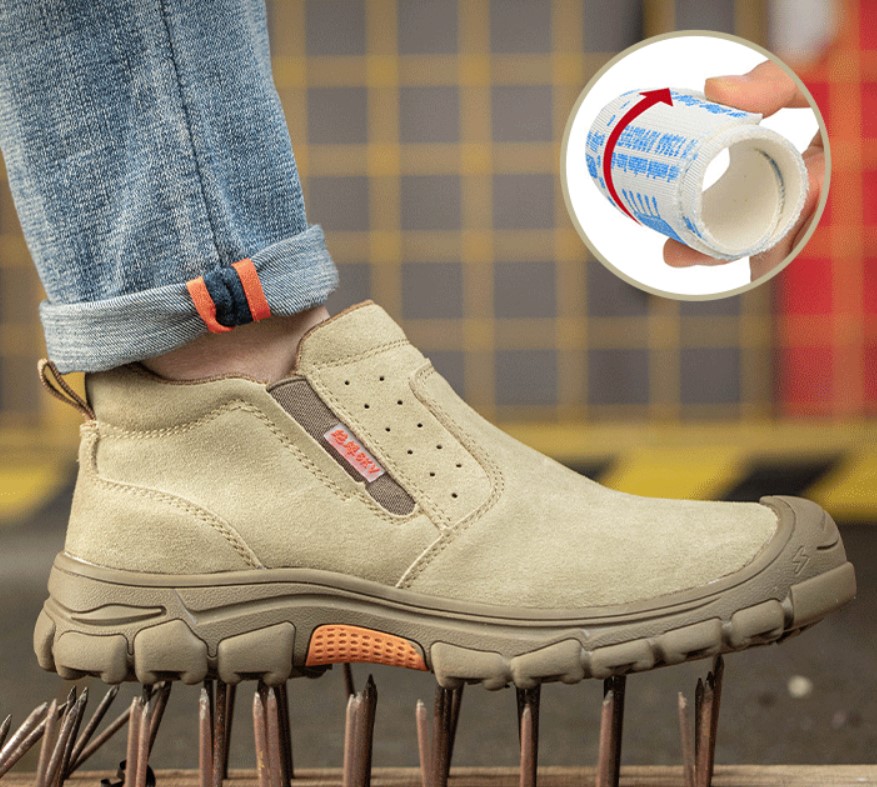 High-quality Suede Leather Mid-cut Safe Boots Glass Fiber Toe Anti-crushing Safety Shoes Durable Insulation Work Shoes for Men