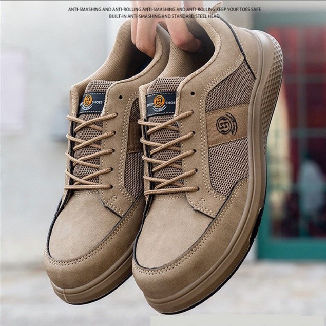 Factory Use Men's Microfiber Leather Safety Shoes Low-top Breathable Safety Footwear Work Boots with Necessary Safety Features