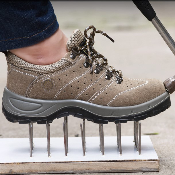 OEM Breathable Suede Leather Safety Shoes Iron Toe Work Safety Boots Anti-smash and Anti-puncture Work Shoes for Men