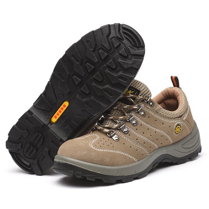 OEM Breathable Suede Leather Safety Shoes Iron Toe Work Safety Boots Anti-smash and Anti-puncture Work Shoes for Men