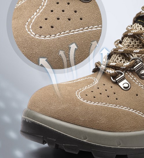 OEM Breathable Suede Leather Safety Shoes Iron Toe Work Safety Boots Anti-smash and Anti-puncture Work Shoes for Men
