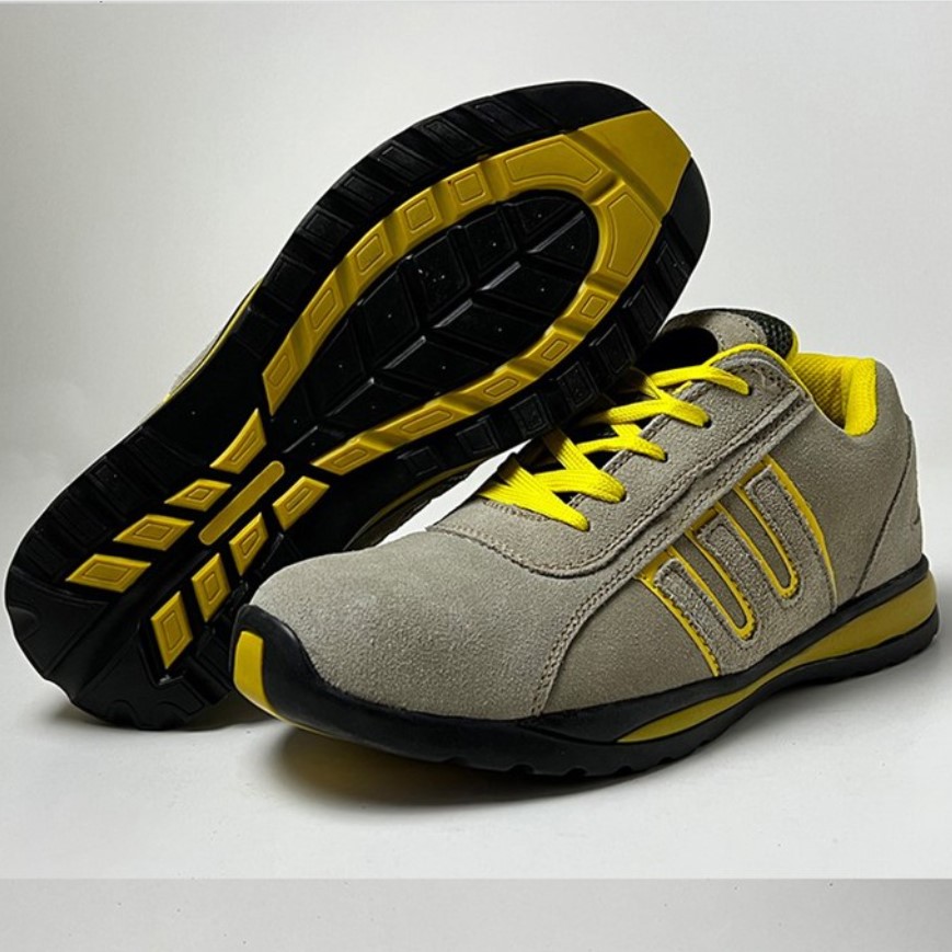 Men's Suede Upper Work Safety Shoes with Steel Toe  Rubber Outsole Durable Anti-slip Work Shoes